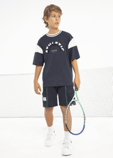 061 | Tennis Collection | Slogan Embroidered T-Shirt